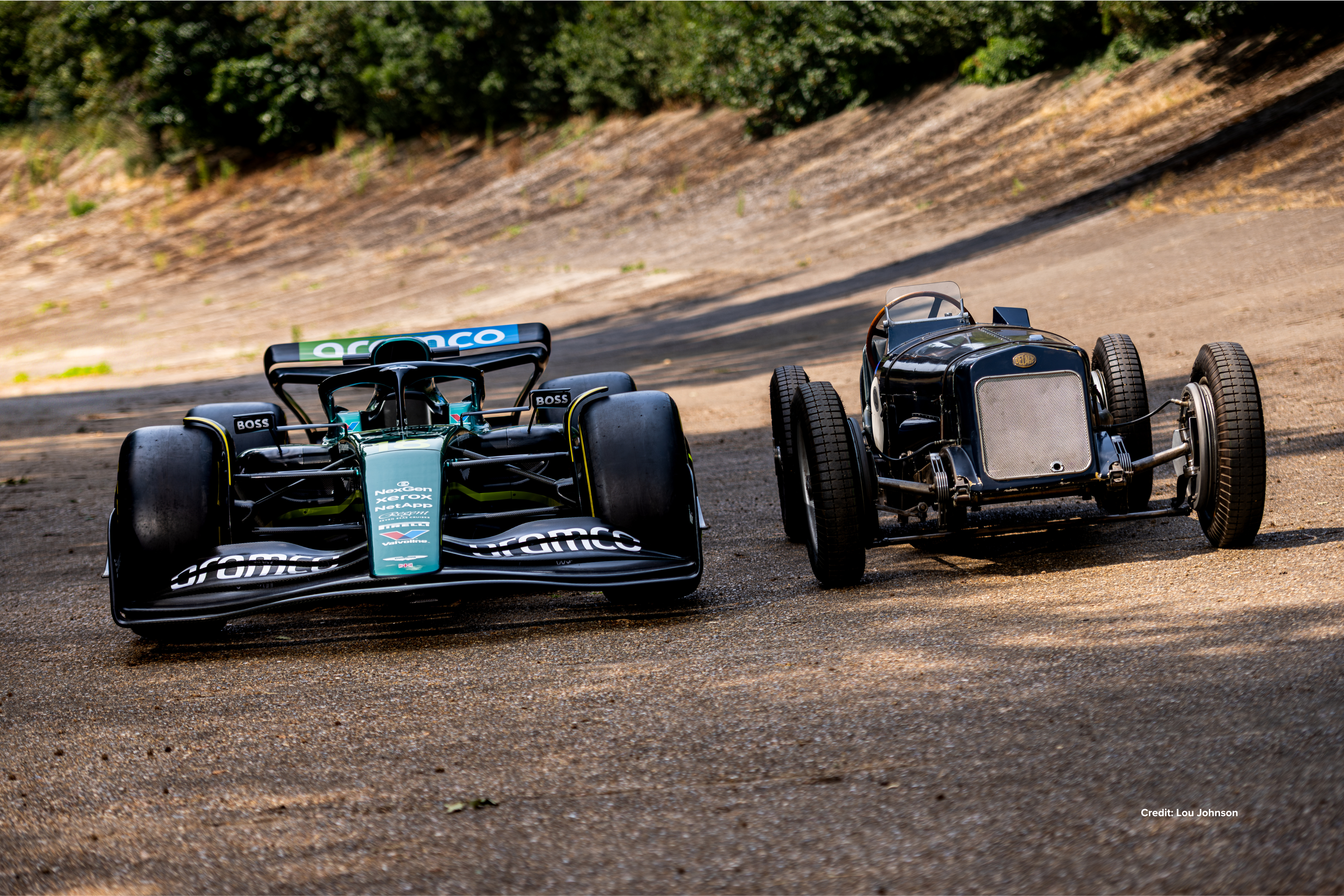 Brooklands Museum Delage And Aston Martin F1 Car On Members Banking
